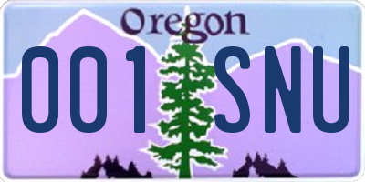 OR license plate 001SNU