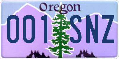 OR license plate 001SNZ