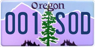 OR license plate 001SOD