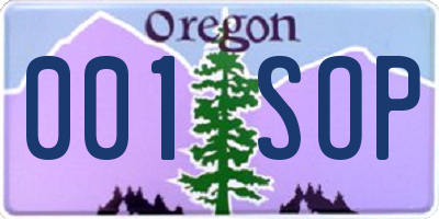 OR license plate 001SOP