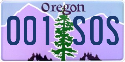 OR license plate 001SOS