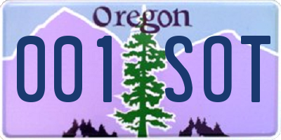 OR license plate 001SOT