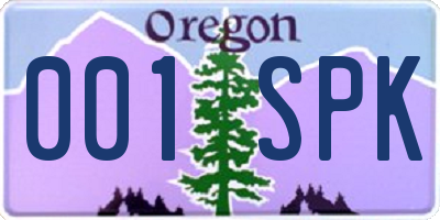 OR license plate 001SPK