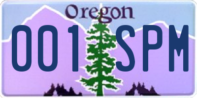 OR license plate 001SPM