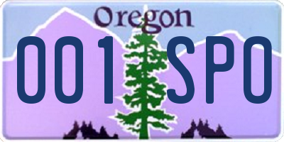 OR license plate 001SPO