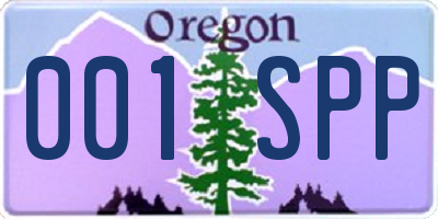 OR license plate 001SPP