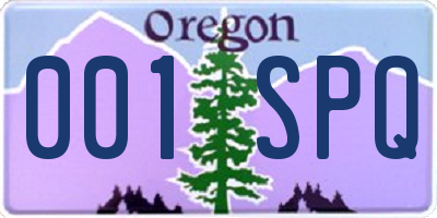 OR license plate 001SPQ