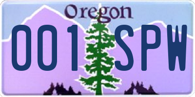 OR license plate 001SPW