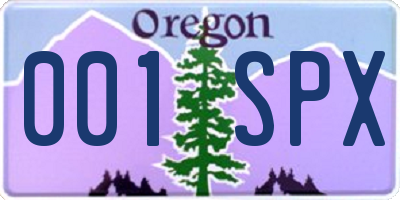 OR license plate 001SPX