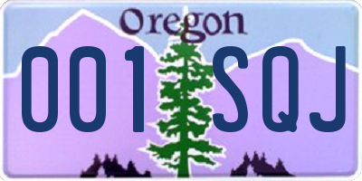 OR license plate 001SQJ