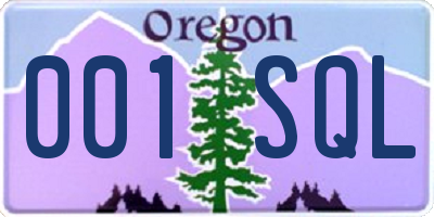OR license plate 001SQL