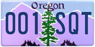 OR license plate 001SQT