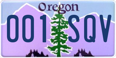 OR license plate 001SQV