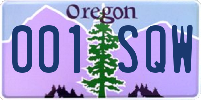 OR license plate 001SQW