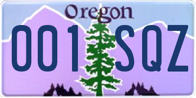 OR license plate 001SQZ