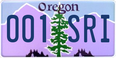 OR license plate 001SRI