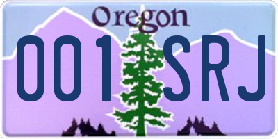 OR license plate 001SRJ