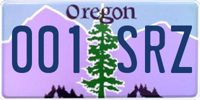 OR license plate 001SRZ