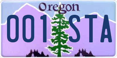 OR license plate 001STA