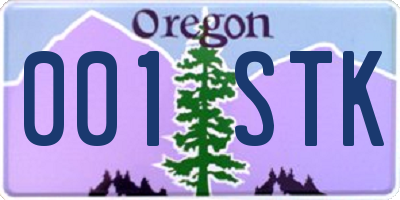 OR license plate 001STK