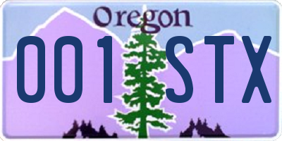 OR license plate 001STX