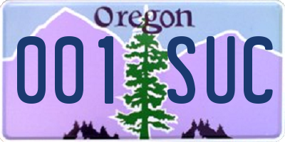 OR license plate 001SUC