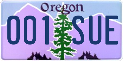 OR license plate 001SUE