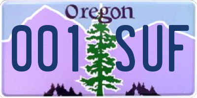 OR license plate 001SUF