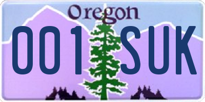 OR license plate 001SUK