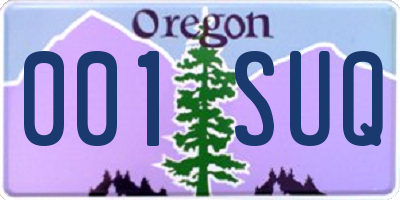 OR license plate 001SUQ