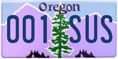 OR license plate 001SUS