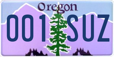 OR license plate 001SUZ