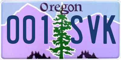 OR license plate 001SVK