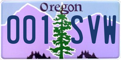 OR license plate 001SVW