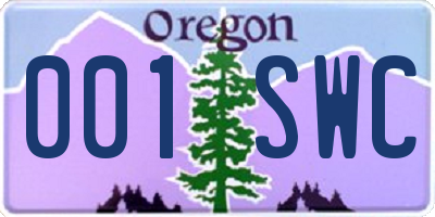 OR license plate 001SWC