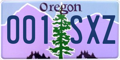 OR license plate 001SXZ