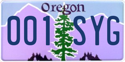 OR license plate 001SYG