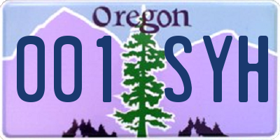 OR license plate 001SYH