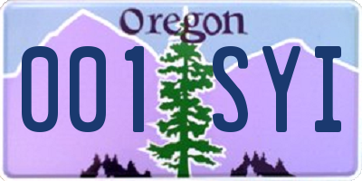 OR license plate 001SYI