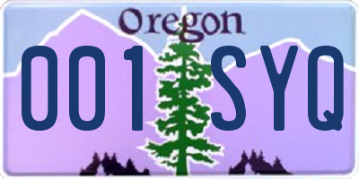 OR license plate 001SYQ