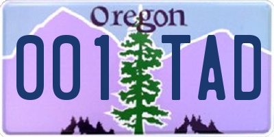 OR license plate 001TAD