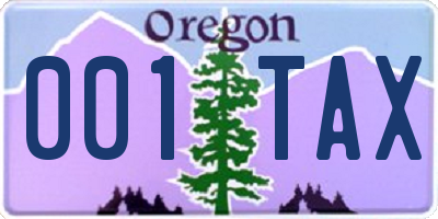 OR license plate 001TAX