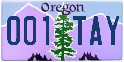 OR license plate 001TAY