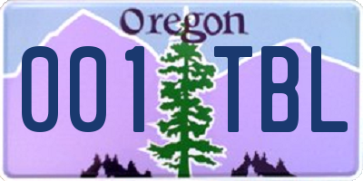 OR license plate 001TBL