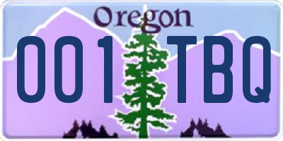 OR license plate 001TBQ