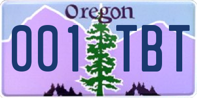 OR license plate 001TBT