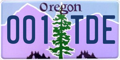 OR license plate 001TDE