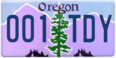 OR license plate 001TDY