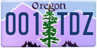 OR license plate 001TDZ