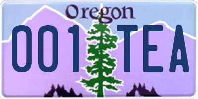 OR license plate 001TEA